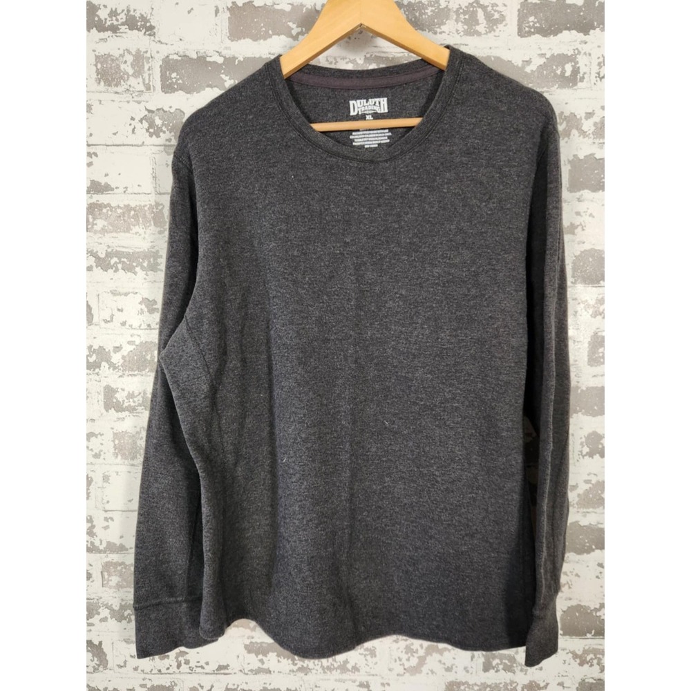 Duluth Trading Co. Mens XL Gray Long Sleeve Crew Neck T-Shirt Soft Knit Outdoor